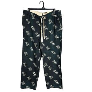 Vtg Abercrombie Fitch Gray Moose Heavyweight Flannel Sleep Lounge Pants L Cozy